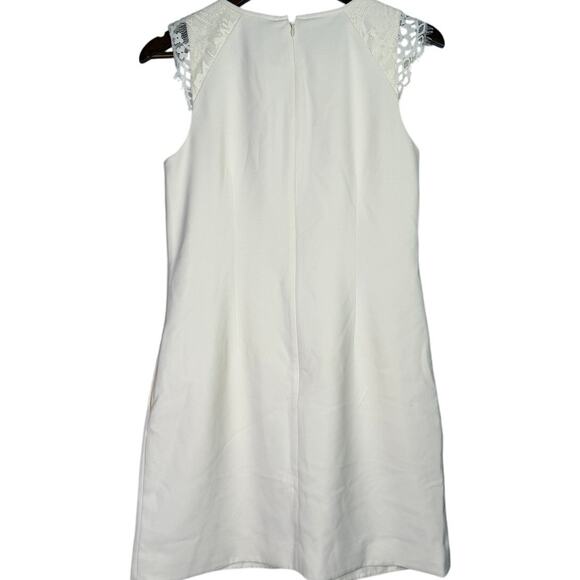 J. Crew Lace Cap Sleeve Knee Length Shift Dress Pockets Back Zip Lined 4 Ivory - Picture 4 of 15